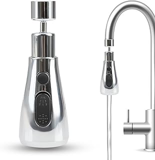 Kitchen Tap Spray Head, 360° Swivel Spout, FM22 M24 Kitchen Sink Tap, Tap Faucet Attachment Spray with 2 Modes, Replacement Tap Bubbler Head Aerator, Tap Adapter Accessories for Kitchen Bathroom