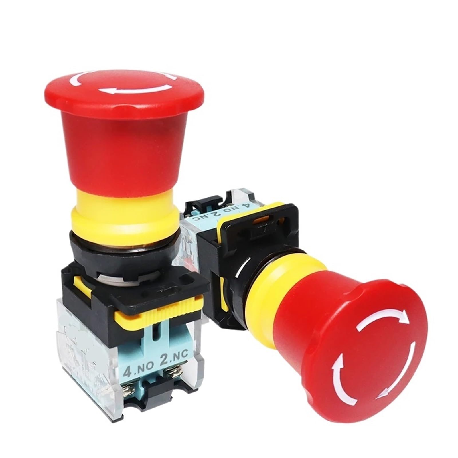 Interruptor de botón de parada de emergencia con fijación 22 mm 10 A FXB38 Botones rojos de parada de emergencia con cabeza de seta
