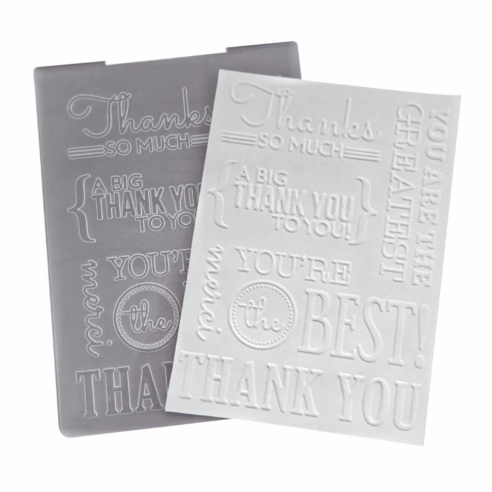 Arbuya Thanks Sentiment Plastic Embossing Folders for Card Making Thank You Phrases Embossing Folder for Scrapbooking Pages Paper Crafting Clay Decoration