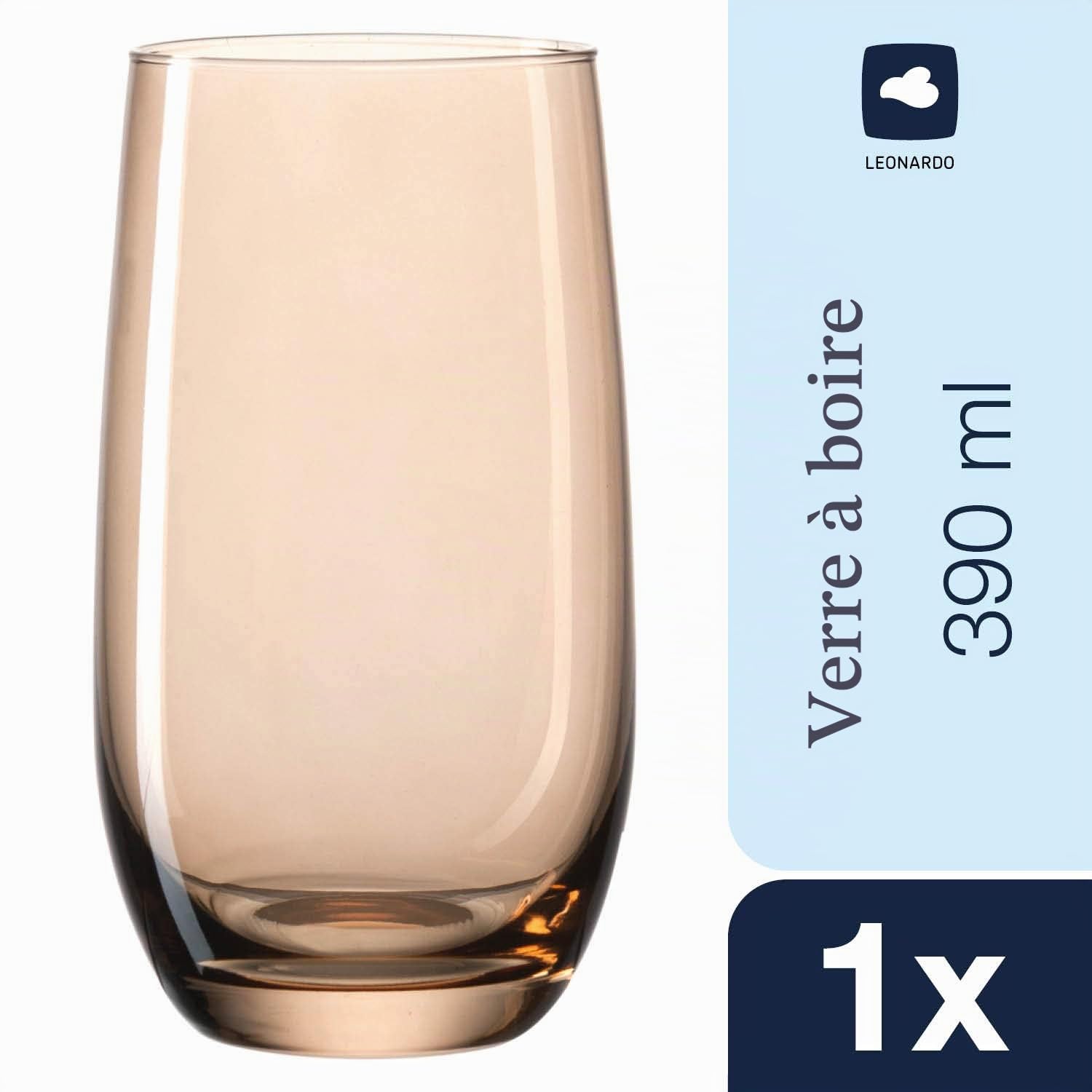 Leonardo Sora Lot de 6 Grands Verres à Eau lavables au Lave-Vaisselle Plusieurs Couleurs, Verre, Bunt 2, Grand modèle