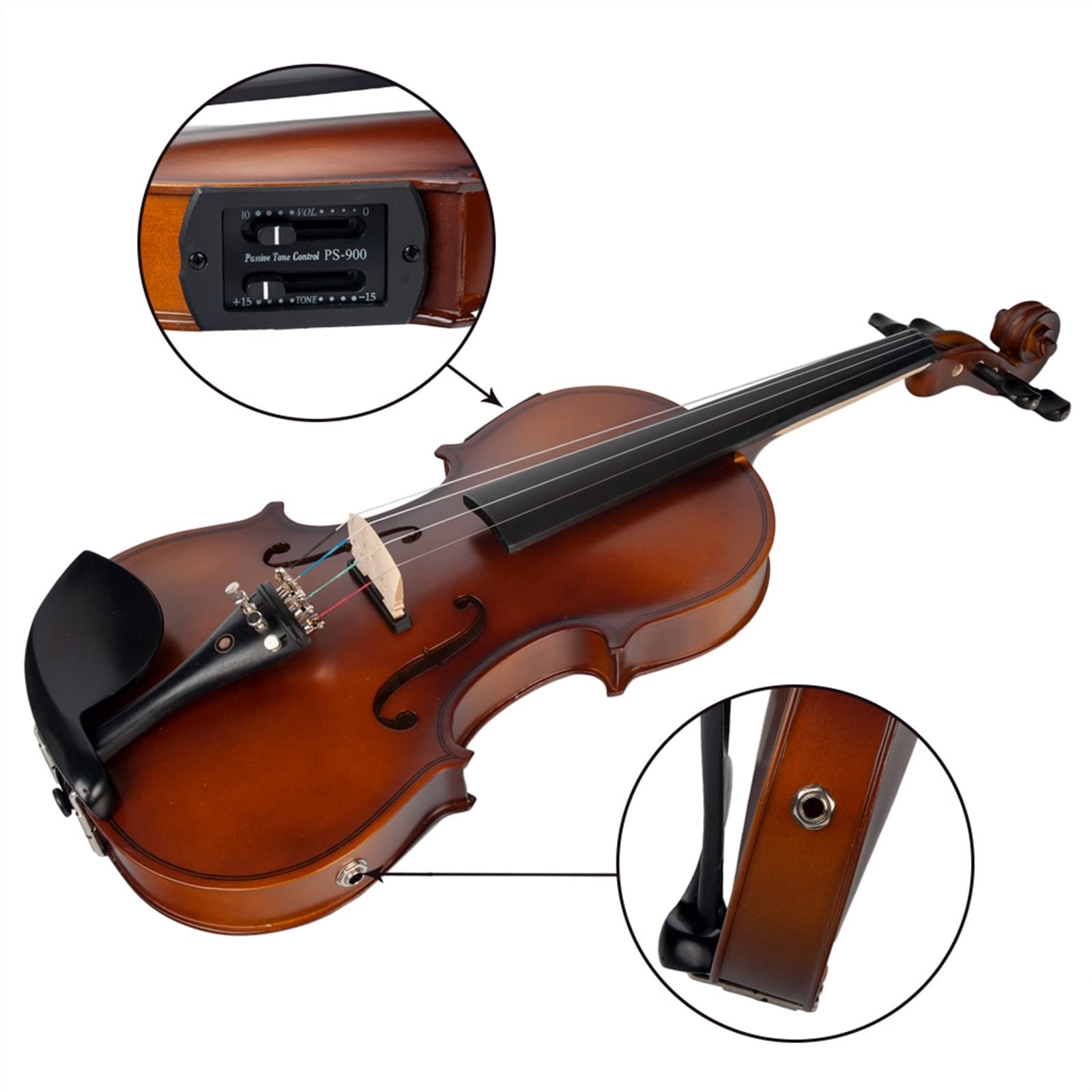 Violini per Studenti Violino Elettrico 4/4 Kit Violino Elettrico A Grandezza Naturale 4/4 Con Ponte Per Custodia Ad Arco Professionale Violino