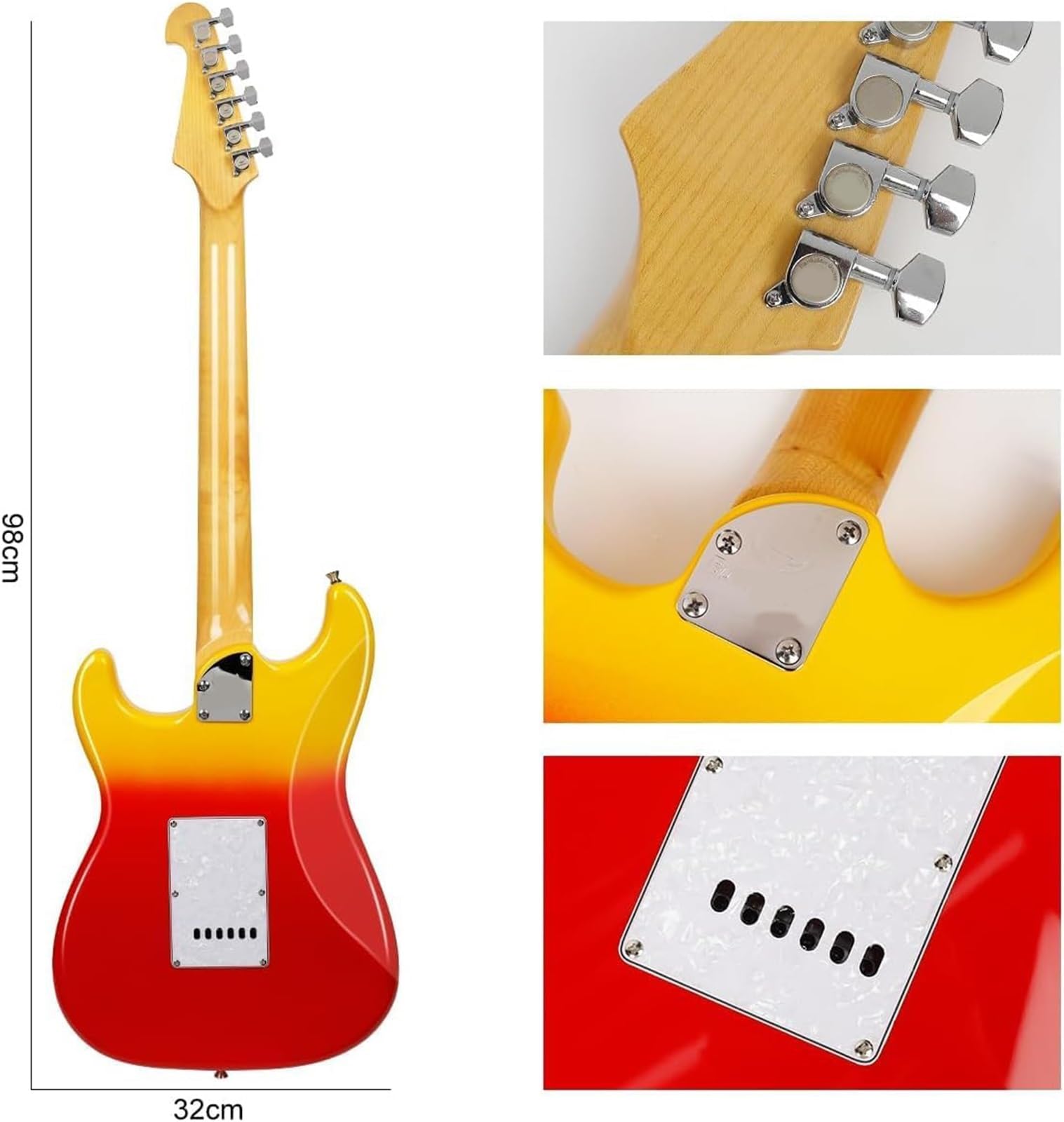 Zestaw Gitary Elektrycznej Z Litego Drewna Pomarańczowy Gradientowy Regulowany Mostek Zestaw Gitar Elektrycznych