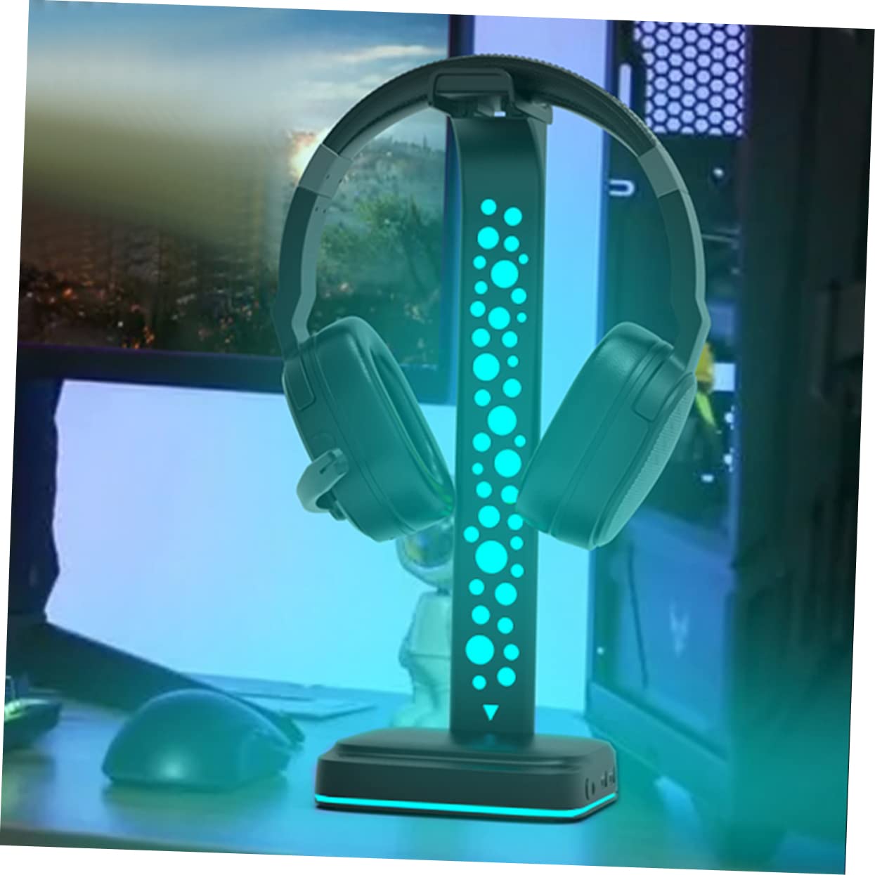 EXCEART Supporto per Cuffie LED Supporto per Cuffie da Tavolo Hub USB Multiuso per PC da Gioco