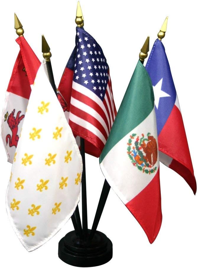 Flags of Texas Republic 6-Flag Desk Table Top Set