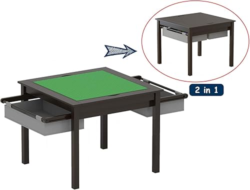 Miniatura 2 de UTEX - Juego de mesa de actividades y 2 sillas 2 en 1 para niños, juego con almacenamiento, Madera