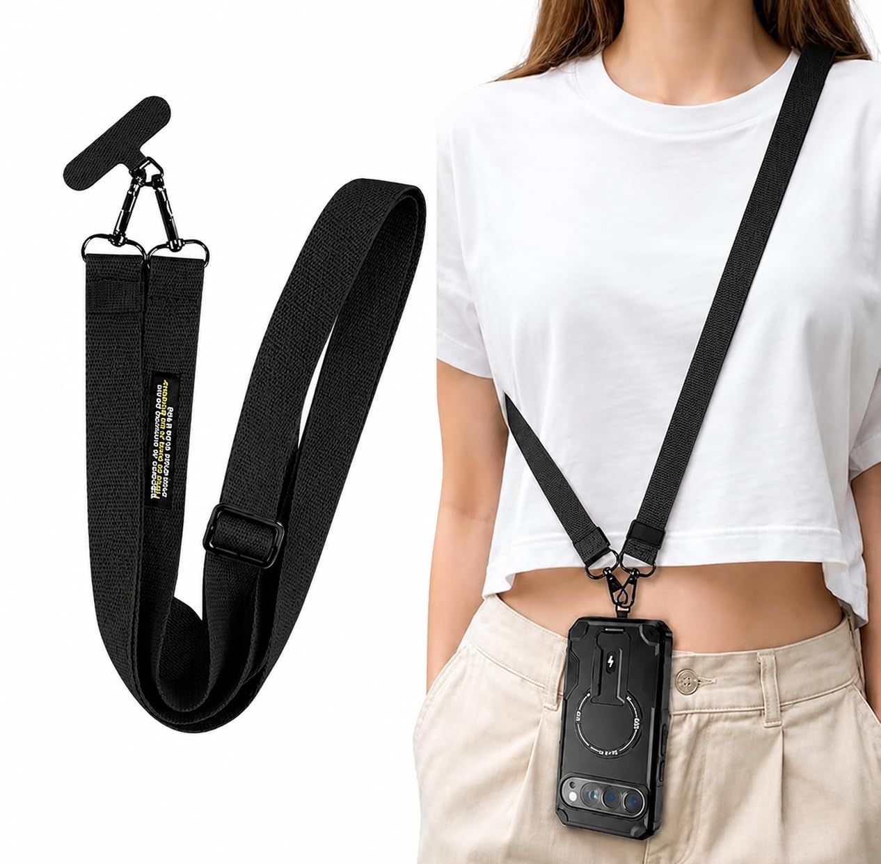 Sumiko Phone Lanyard, Adjustable Polyester Lanyard, Universal Neck Strap With a Tether Pad For Phone Case Keys Id Badges, Mobile Strap Compatible With Most Mobile Phones (Black, Not Includes Case)-image-22