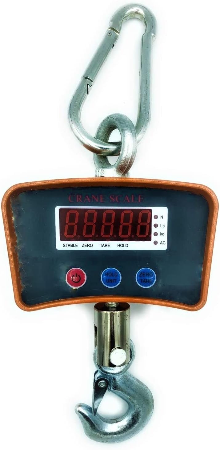 Bilancia Dinamometro Da Gru 1000 KG CON Gancio Industriale a Sospensione, Acciaio Inossidabile