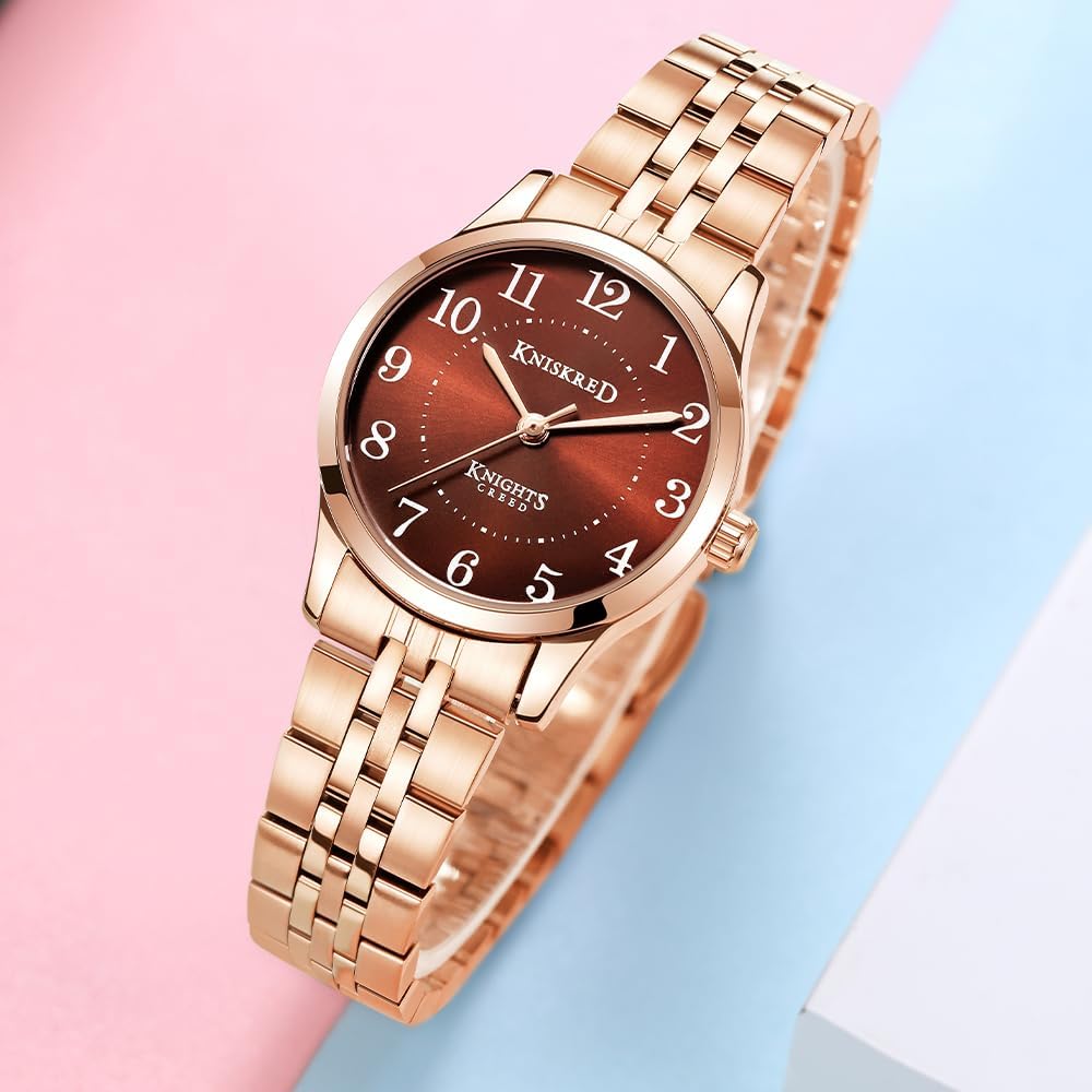 Easy Reader Watch for Women with Solid Stainless Steel Band Ladies Dress Watch Water Resistant - Image 3