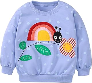Kayferli Long Sleeve Girls' Pullover Girls Autumn Animal Print Sweatshirts Cotton Casual Crew Neck Long Sleeve Tops Pullover Shirt Comfortable Sweatshirt Girls