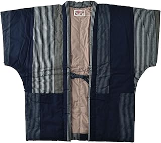 久留米 半纏 メンズ 日本製 [なごみや] 男物 60双糸縞 奴 高級 綿入れ はんてん どてら 丹前 節電 エコ 部屋着 メンズ