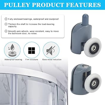 8 Pcs Shower Door Rollers, 23mm Shower Door Wheels Single Wheel Shower Sliding Door Bottom Runners Rollers for Home Bathroom DIY Replacement Parts (4 Upper and 4 Bottom)