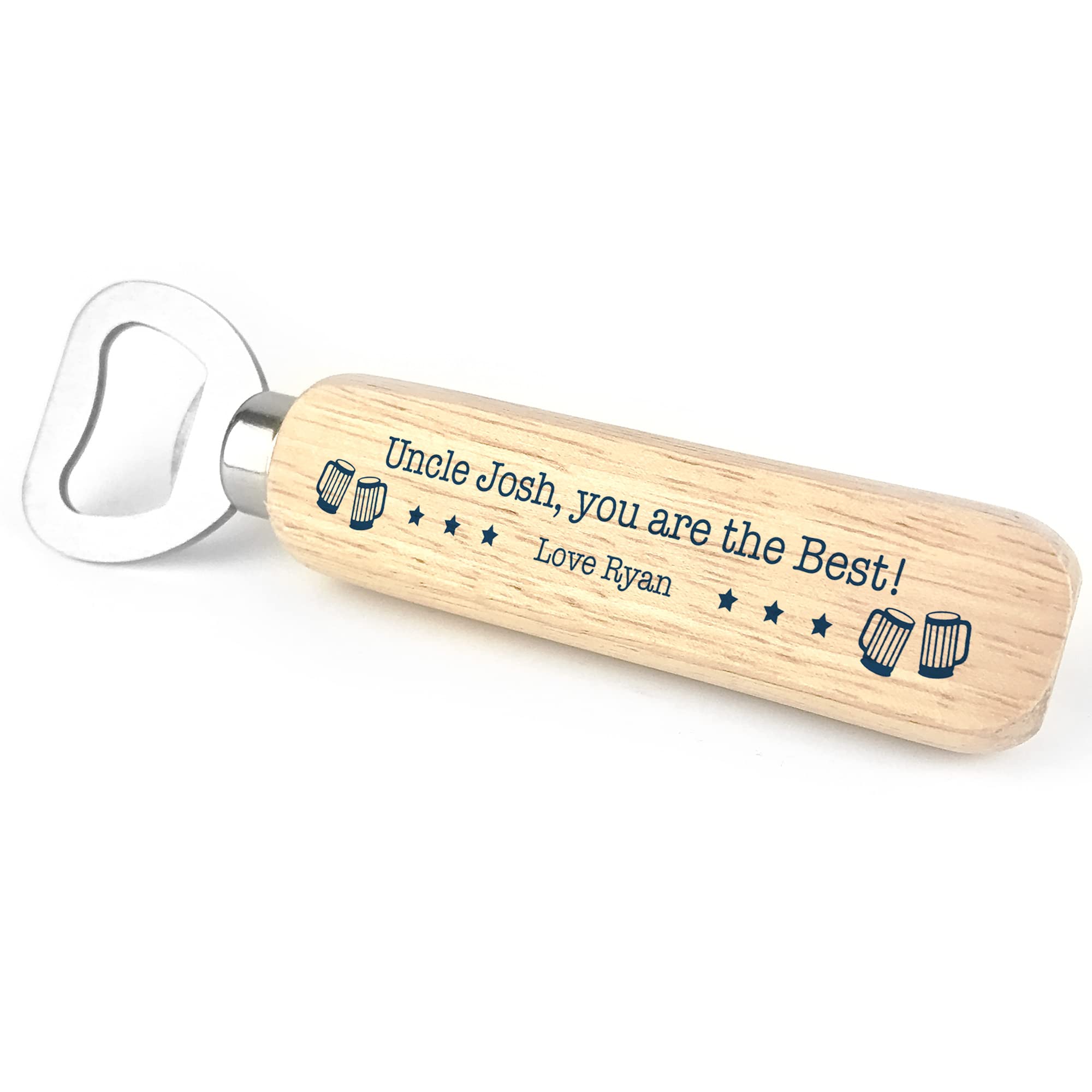 Unique Gift for Uncle Wooden Bottle Opener Personalised Birthday Fathers Day Gift for Him