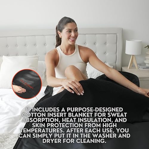 Miniatura 4 de ONERVA Paquete de manta de sauna infrarroja terapia de cristal, carbón, arcilla y capas magnéticas, sauna de desintoxicación personal y relajación