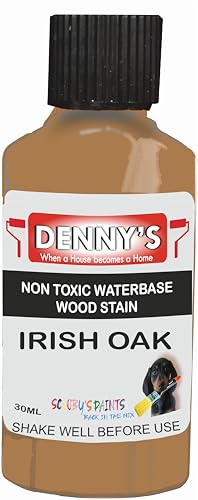 Wood Stain Water Based | 12 Colours | Interior Furniture Stain | Light & Dark Stains | Eco-Friendly & Non-Toxic Wood Dye Paint | Easy Application | Quick Dry & Low Odour (Irish Oak 30ml Tester)