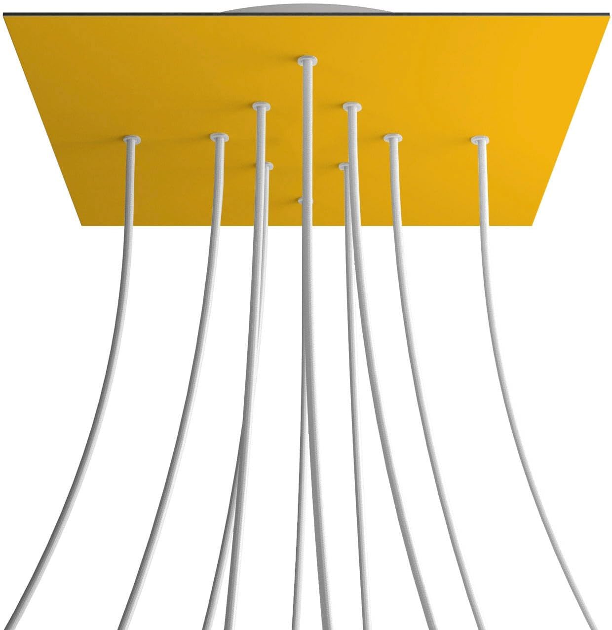 Large Square Rose-One Light Fixture, 400 mm with 10 Holes and 4 Side Holes - Mustard by Creative Cables