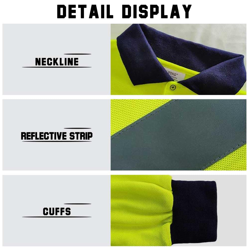 Polo de manga larga de alta visibilidad personalizado certificado EN reflectante ropa de trabajo transpirable PPE con logotipo impreso para construcción al aire libre