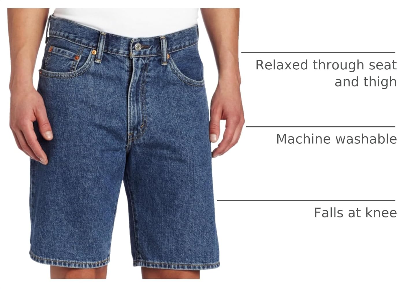 Levi's Men's 550 Relaxed Fit Short, Medium Stonewash, 44 at Amazon