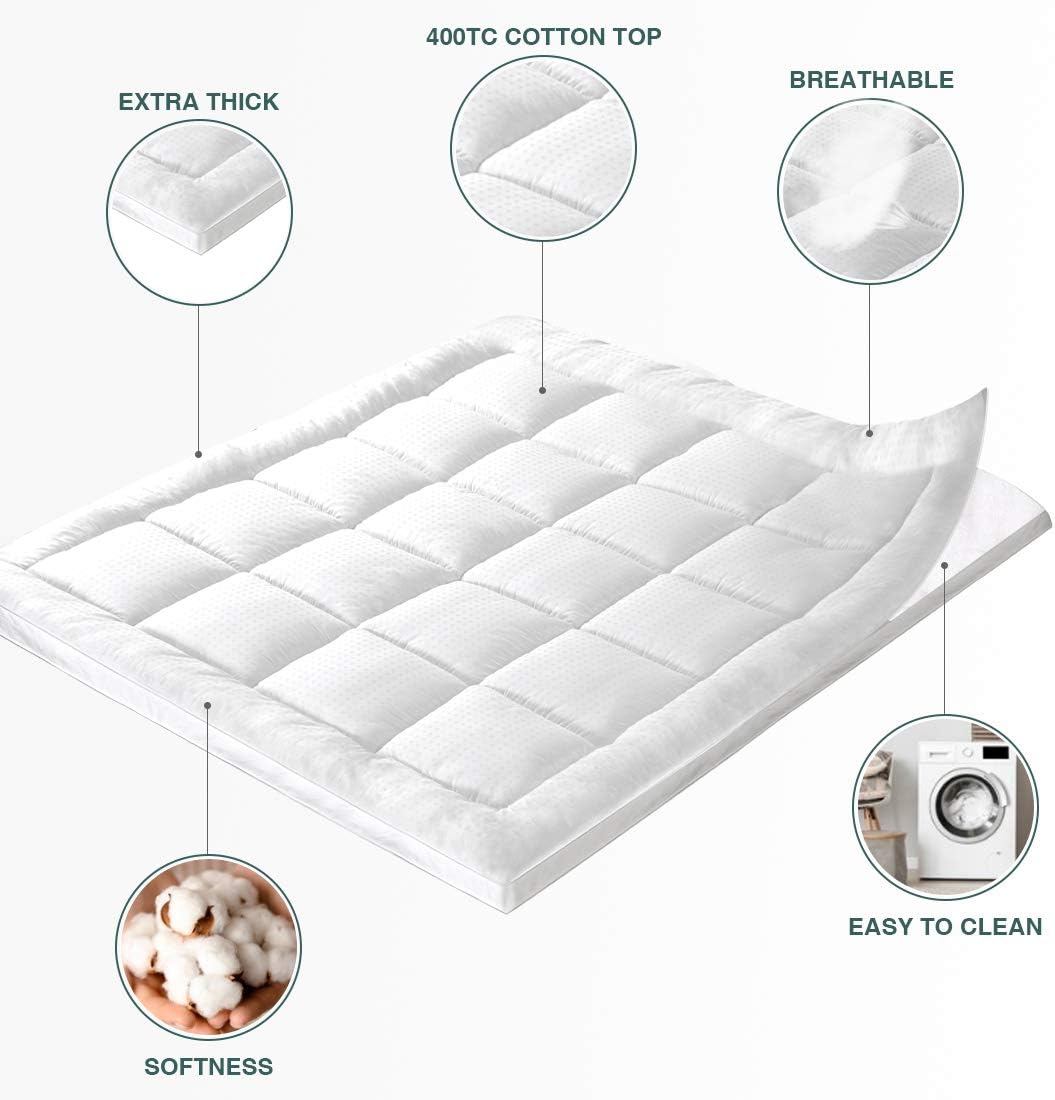 New Product Vonabem Twin Size Extra Thick Cooling Mattress Topper, 400TC Cotton Fabric Quilted Fitted, Breathability Mattress Protector, Classic White Mattress Pads, for 8-21 Inch Deep Pocket Mattresses. Exclusive Discount 70% Price Vonabem Twin Size Extra Thick Cooling Mattress Topper, 400TC Cotton Fabric Quilted Fitted, Breathability Mattress Protector, Classic White Mattress Pads, for 8-21 Inch Deep Pocket Mattresses.