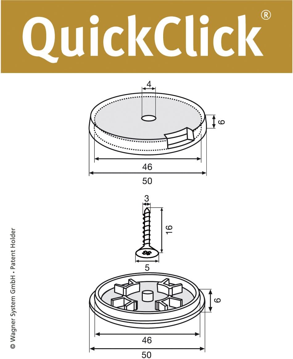 WAGNER QuickClick® Stop glides furniture glides elastomer rubber I 4pcs. set to screw on I 4x base+screw+glide insert anti-slip replaceable - Image 4