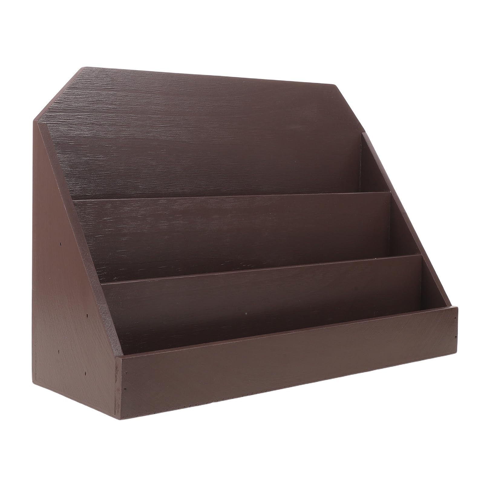 Abaodam Tarjetero de Mesa de Madera Café, Soporte Vertical de 3 Niveles | Tarjetas de Visita y Negocio, Diseño Divisor Multinivel, Formato Compacto para Escritorio y Oficina