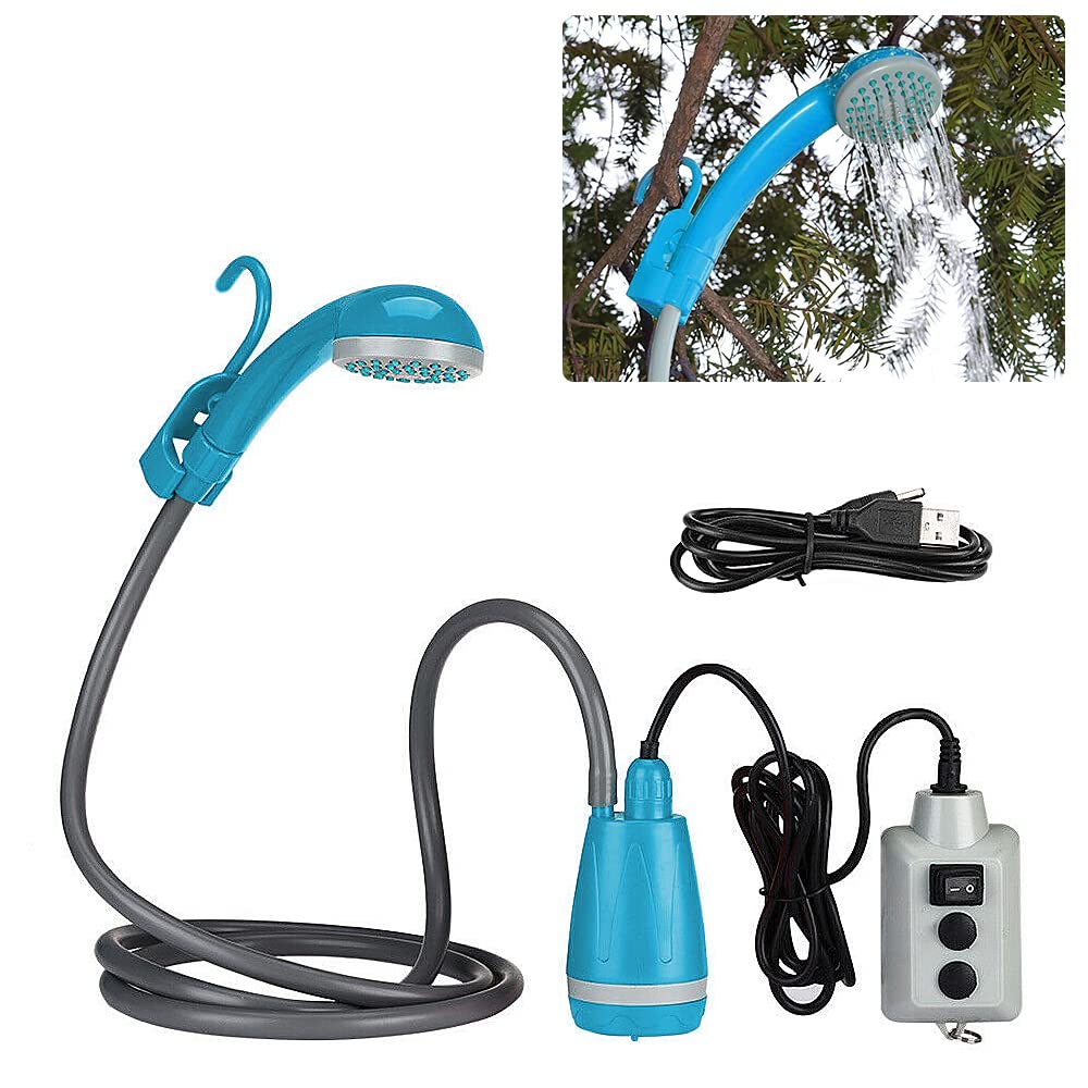 Lixada Campingdusche Tragbare, 2200mAh Camping Dusche mit mit Pumpe, Camping Dusche Outdoor Set mit Duschkopf und 2M Schlauch für Garten, Autowaschen, Strand, Reisen, Haustier