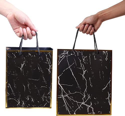 Miniatura 10 de ysmile Bolsa de regalo negra para hombres, bolsa de papel de tamaño grande y mediano con papel de envoltura para cumpleaños, aniversario, 16