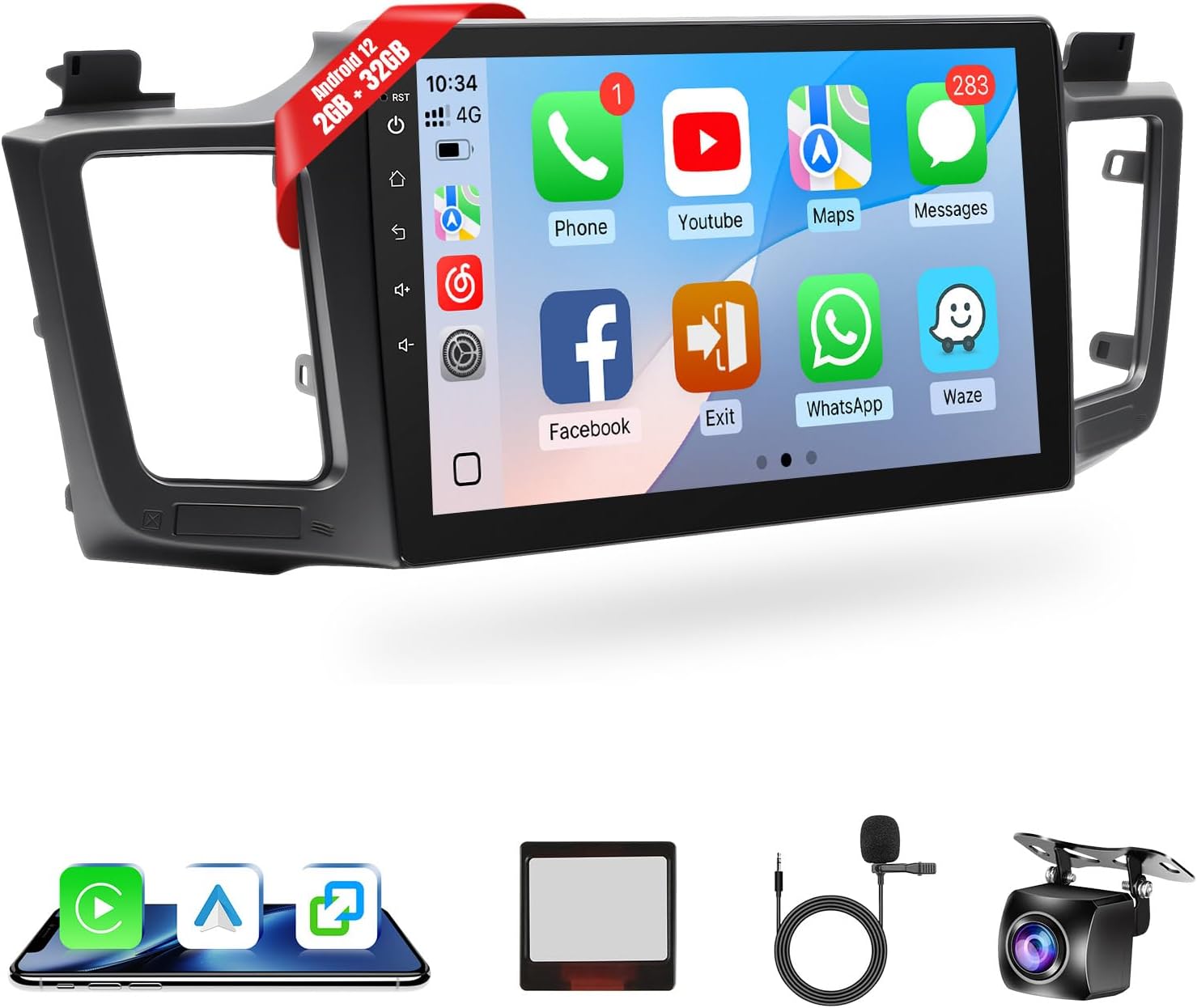 Naifay Android Car Radio for Toyota RAV4 (Fit J.B.L Version)2013 2014 2015 2016 2017 2018, 10.1inch Touch Screen for Toyota RAV4 Head Unit, Wireless Carplay Android Auto Bluetooth GPS WiFi SWC Camera Model B: Fit J.B.L & Large Screen