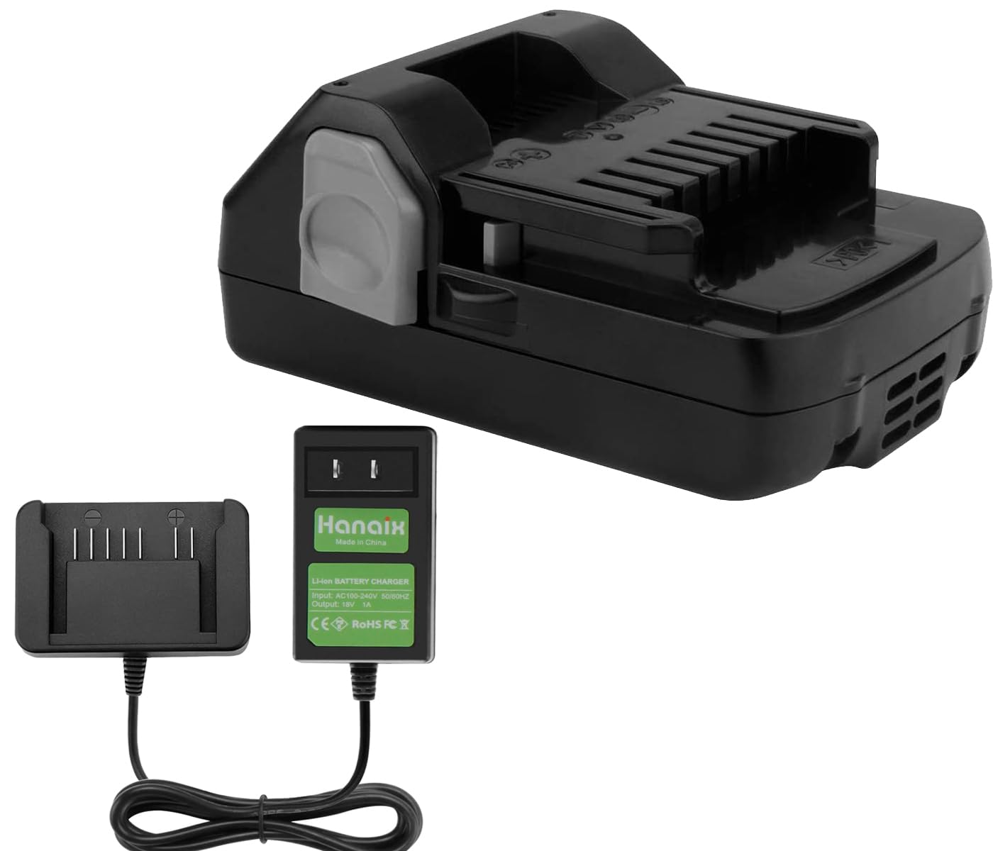 Hanaix 3.0Ah 18V Battery and Charger Set for Hitachi BSL1815X BSL1815S BSL1830 BSL1830C 330139 330557 339782 Replacement Battery