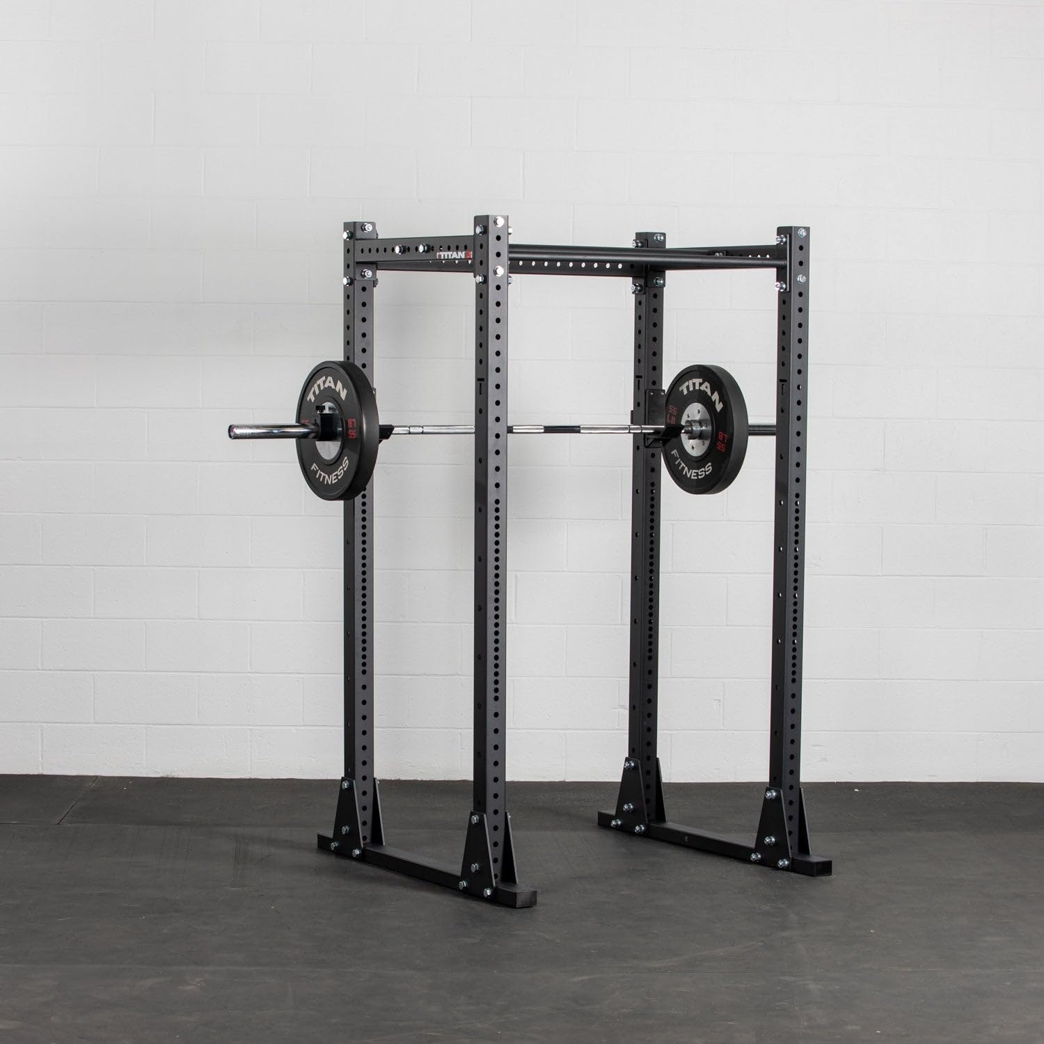 Titan Fitness Flat Foot Power Rack X-3 Series 82-in. H 30-in. D with 4 Weight Plate Holders