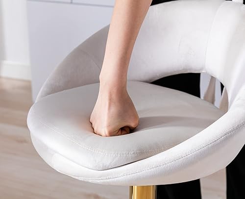 Miniatura 14 de Juego de 2 taburetes de bar giratorios de terciopelo con respaldo abierto, altura de barra ajustable tapizada, taburetes de bar modernos de altura