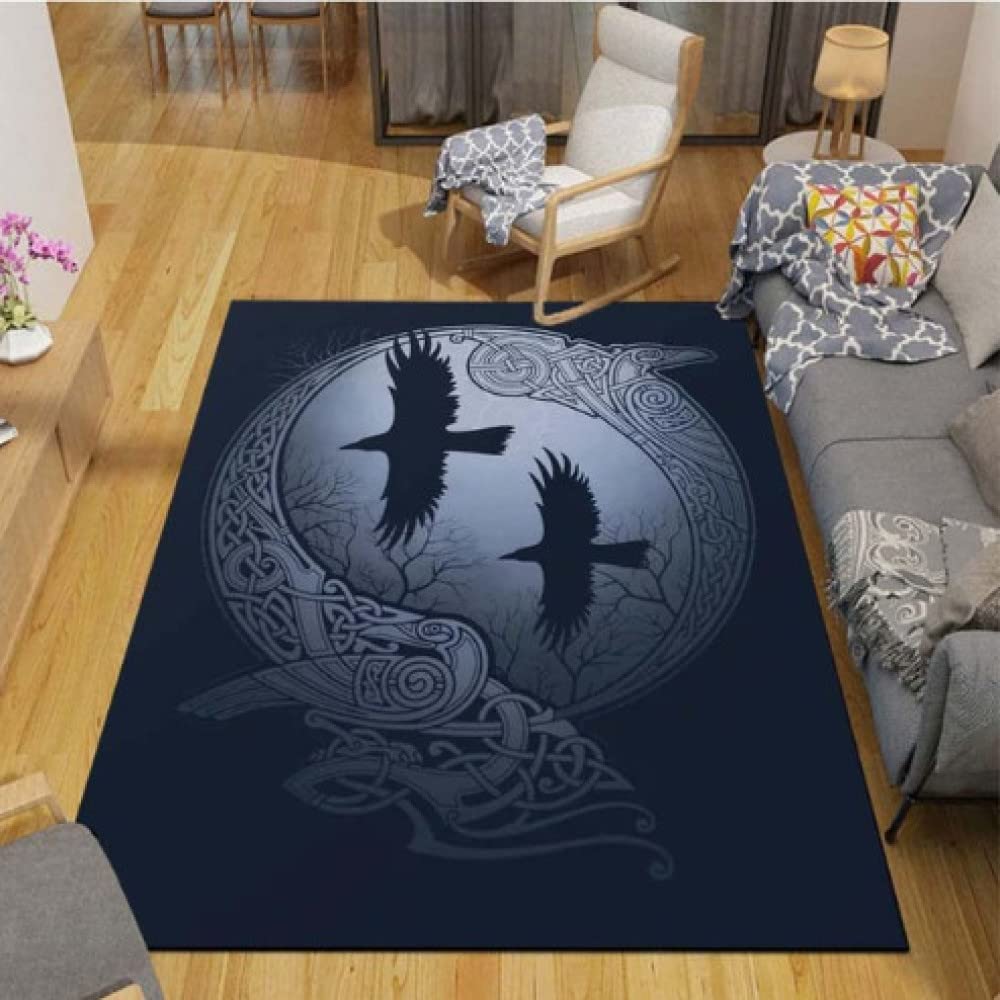 ABZEKH Viking Carpet - Norse Mythology Symbols Area Rug - Home Decor Floor Mats 140x200cm