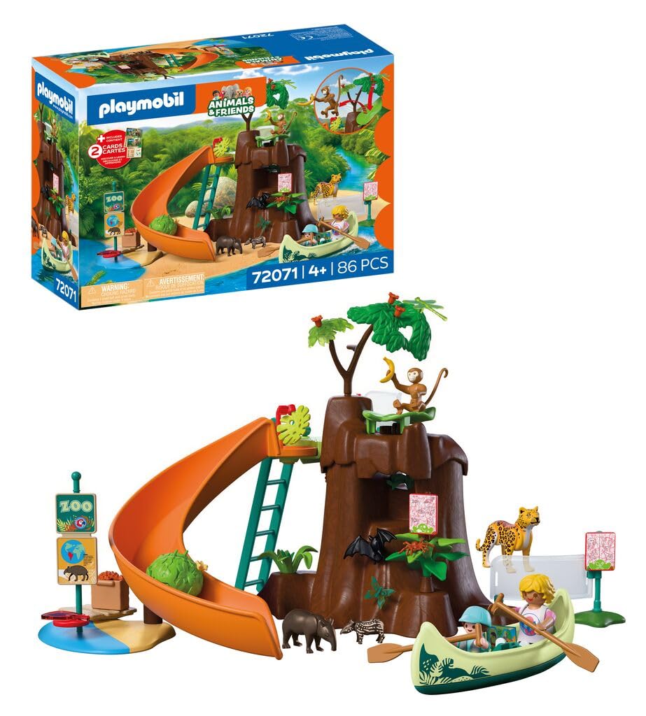 Playmobil | Animals & Friends | Zoo Jungle Adventure | Large jungle tree with canoe and catapult blade | children's toy for ages 4 and up | 72071