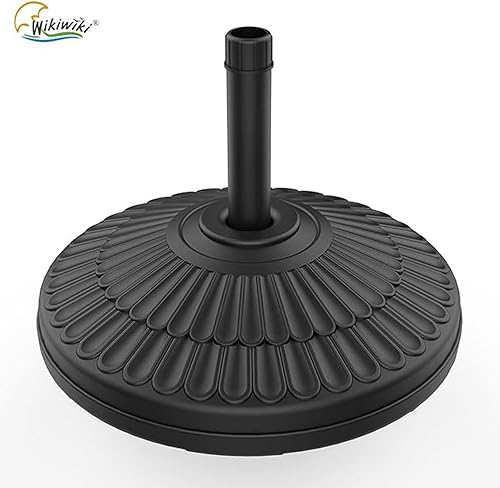 Miniatura 9 de wikiwiki - Base redonda para sombrilla de patio con peso de 80 libras, base redonda de plástico rellena de agua y arena (marrón oscuro)