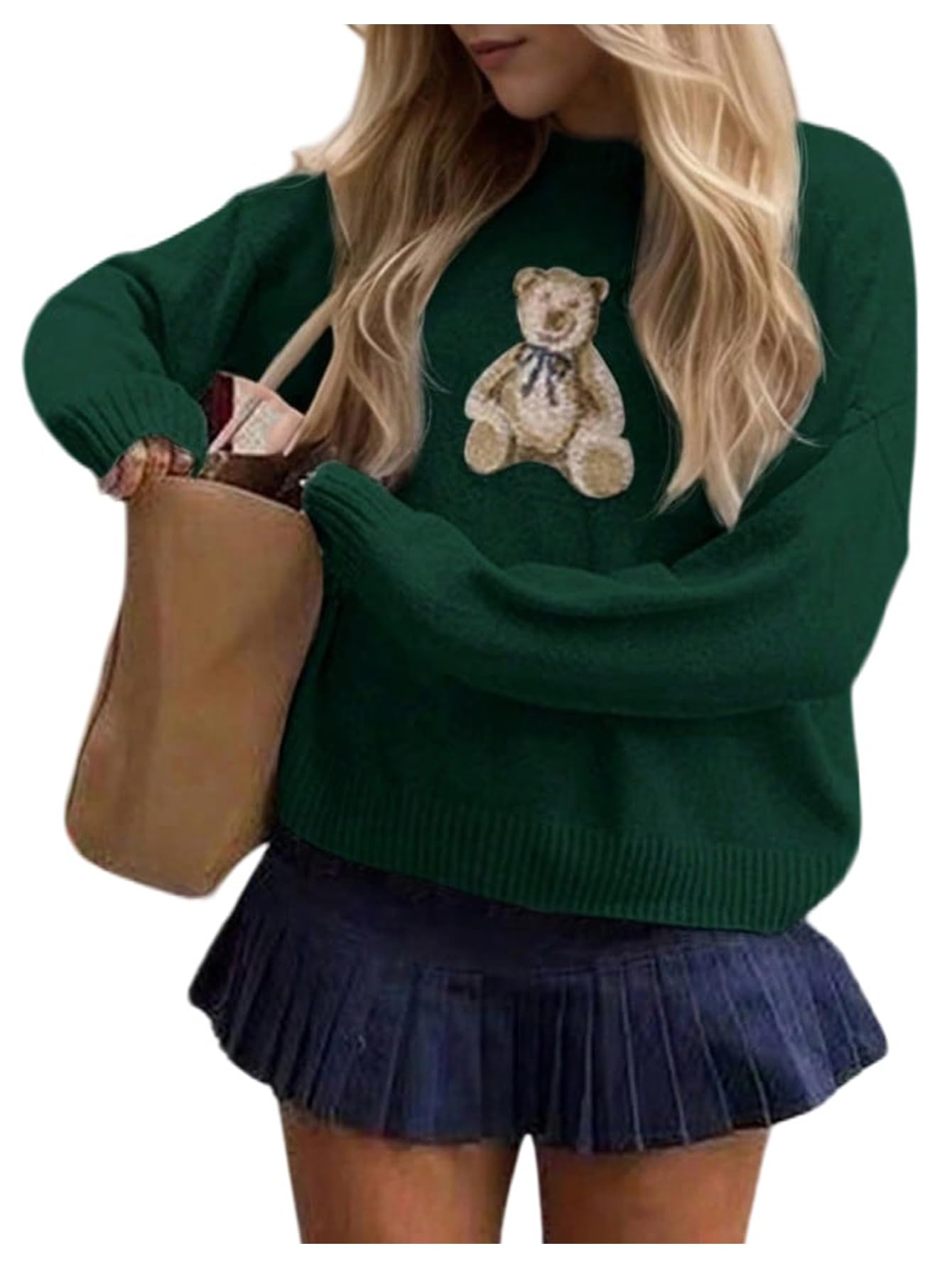 Women's Bear Sweater Cute Knit Pullover Tops Fall Outfits