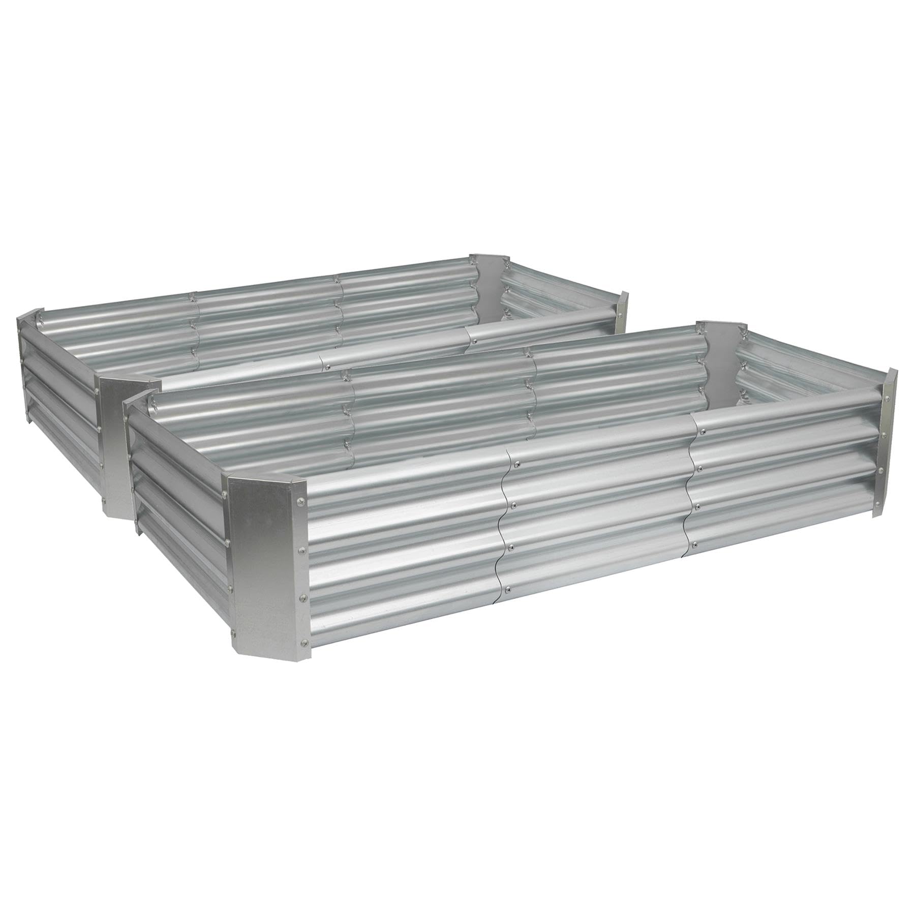 Rectangle Galvanised Steel Raised Garden Bed 180 X 90Cm 2 Pack Silver Harbour Housewares