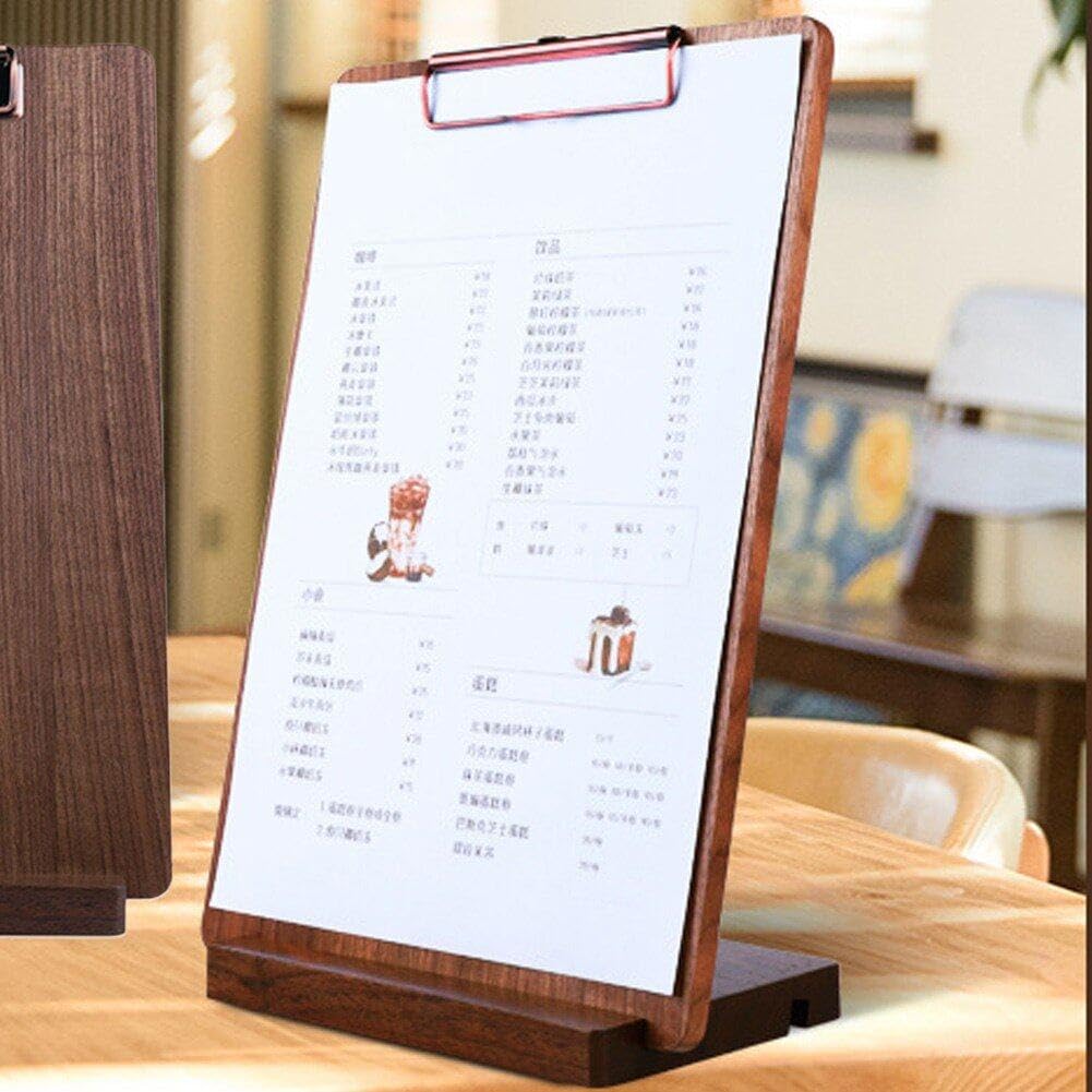 Portapapeles De Madera A4, Portapapeles con Soporte, Carpeta De Portapapeles para Exhibición De Menús, para Restaurantes, Bares, Cafeterías