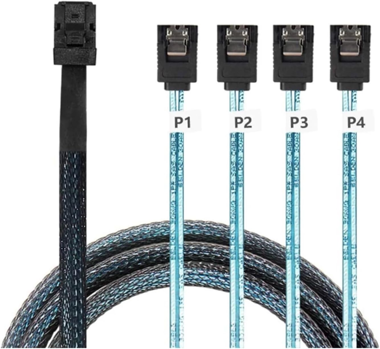 for HD MINI SFF8643 to 4xSATA3.0 Adapter Cable SSD Server Data 6Gbps Support 2.5-inch 3.5" SATA I II III Hard Drives (100cm)