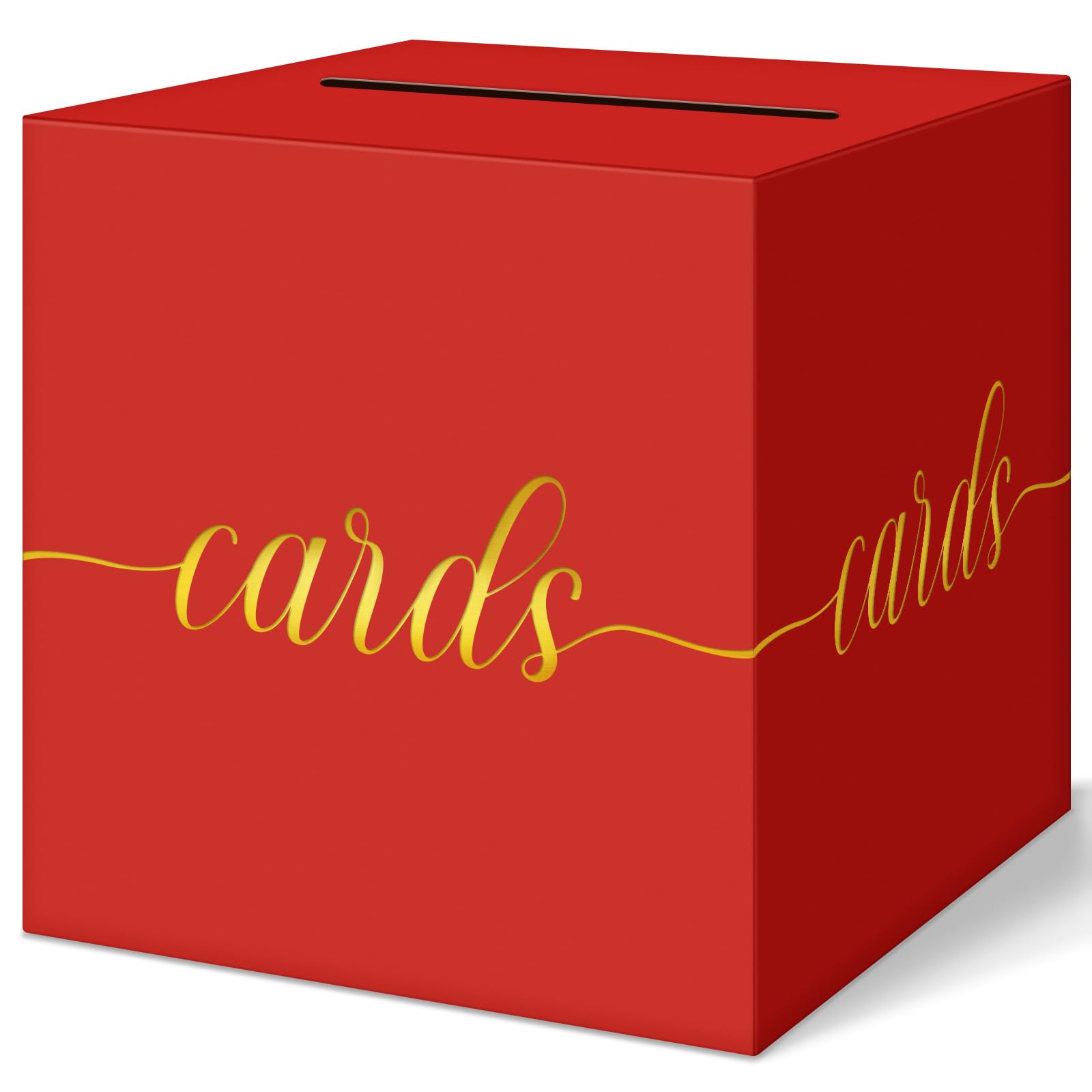 QIKSION Elegant Red Graduation Card Box, Gold Foil Gift Card Box for Party