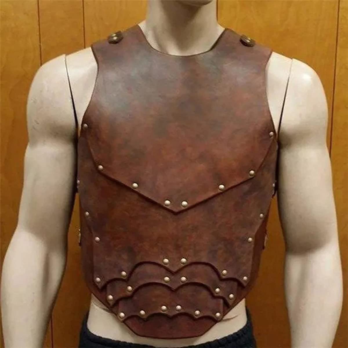 Armatura Spalla Steampunk da Uomo Armatura Toracica retrò Medievale, Spallacci Regolabili, Accessori per Costumi Cosplay per Feste di Halloween, Stile Medievale (Marrone)