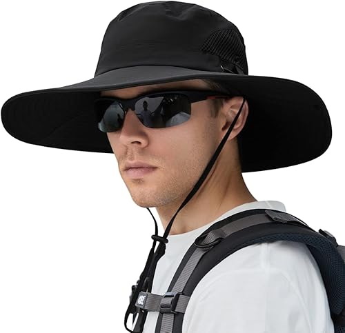 Miniatura 1 de XXL de gran tamaño y ala anchaSombreros de sol para hombre UPF 50+ e impermeable Sombrero de pesca Boonie cubo para senderismo, safari, playa y