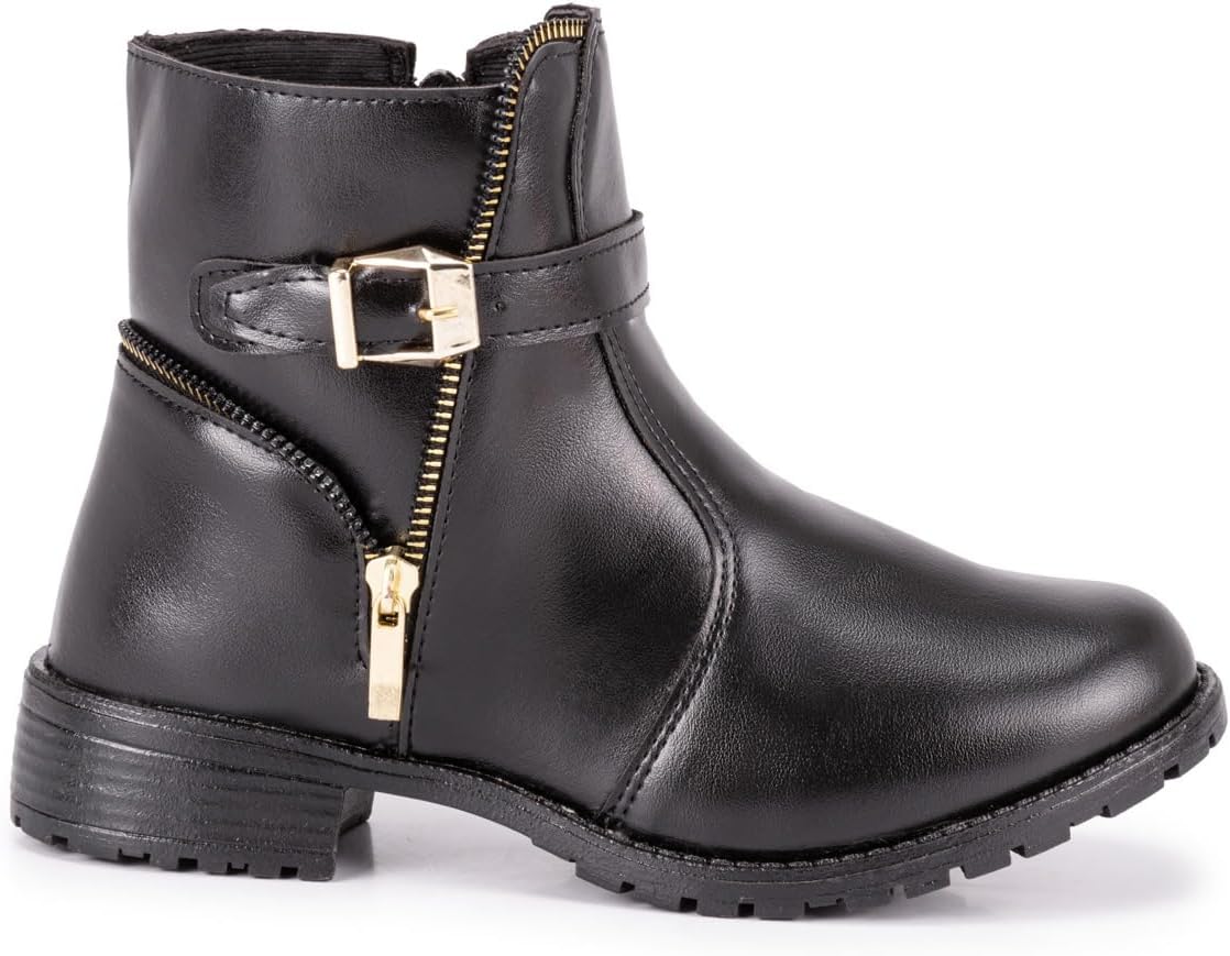 Bota Coturno Feminina Casual Tratorada e Reforçada com Zíper Lateral e Fivela