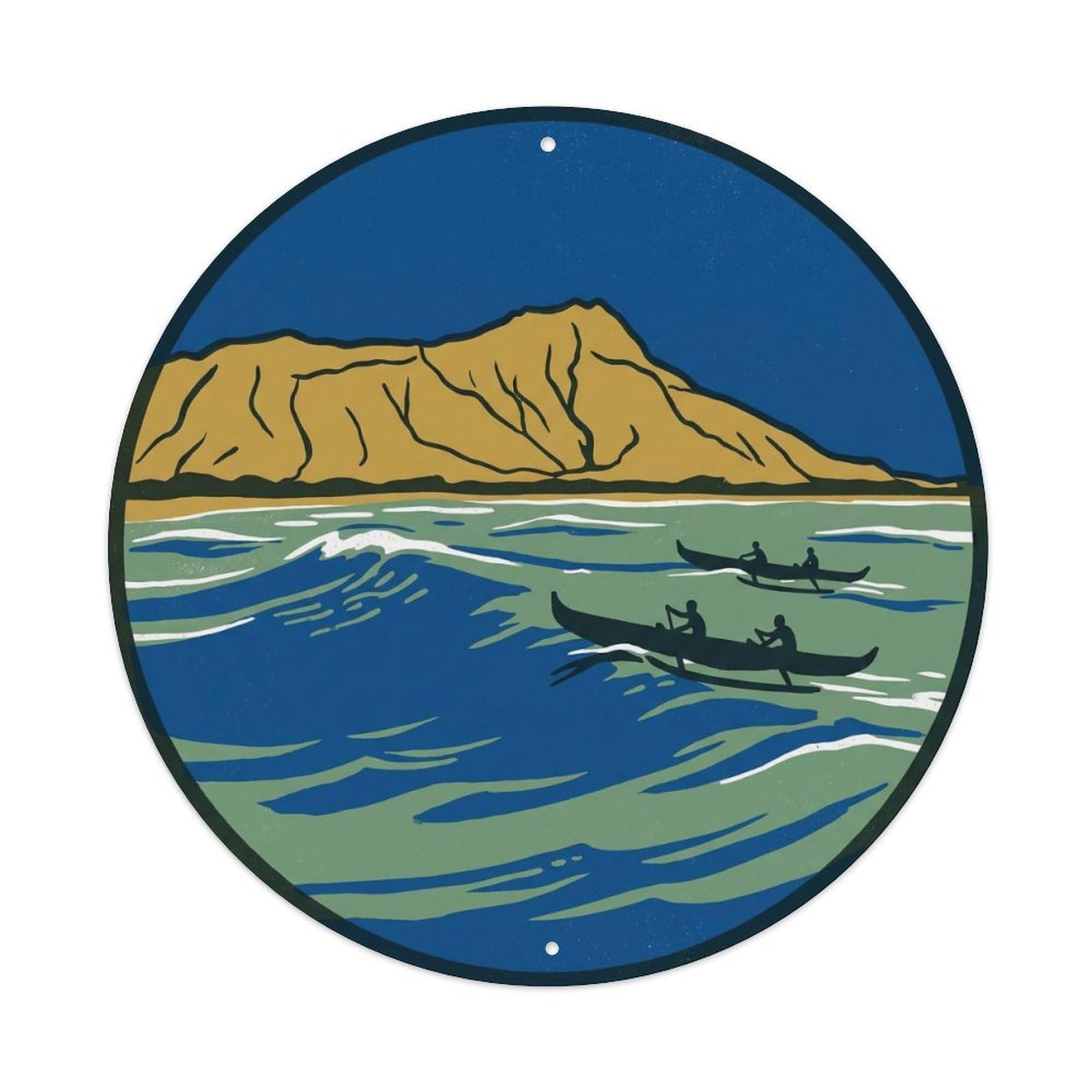 Diamond Head Crater Hawaii Travel Volcanic Coast Island Metal Tin Sign