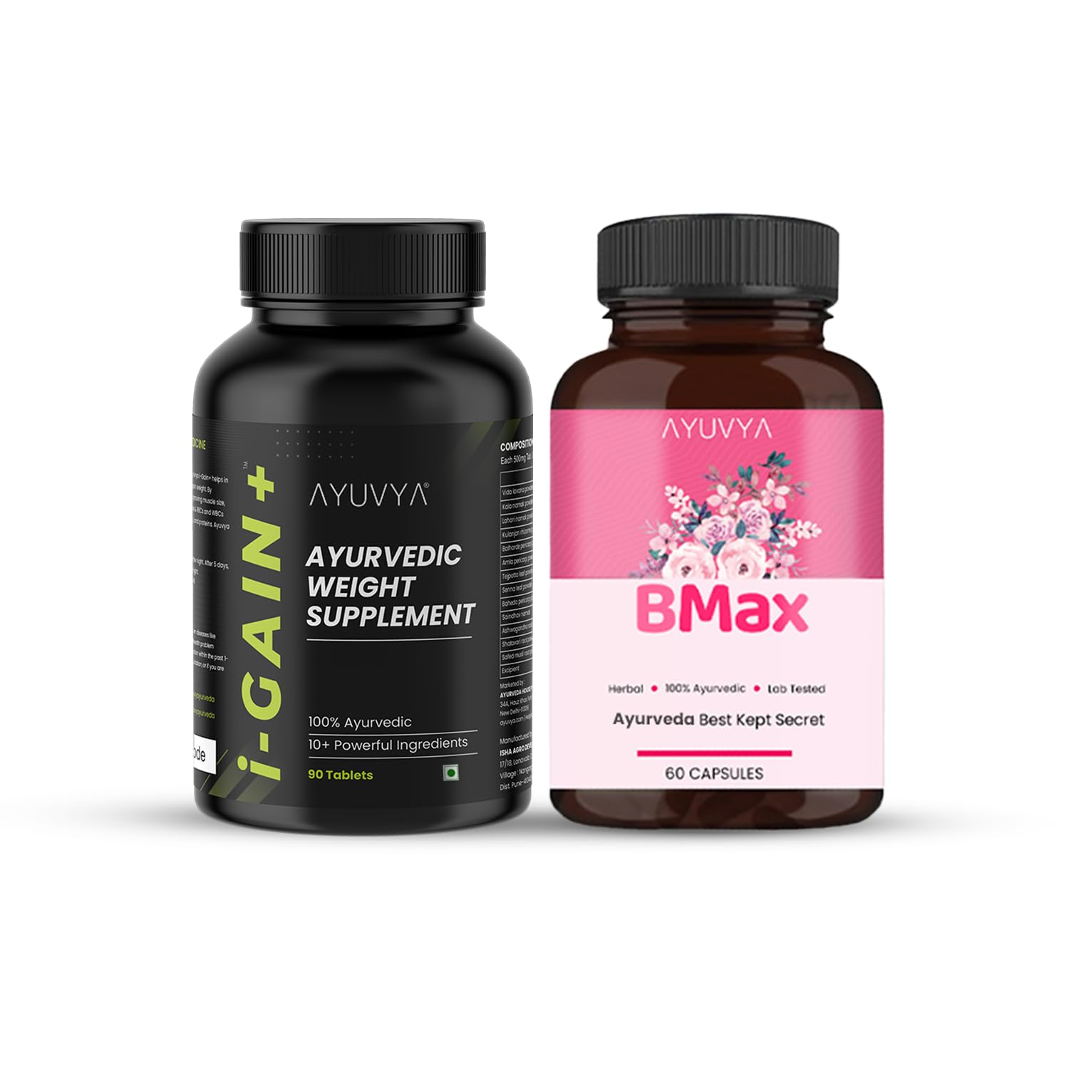 Ayuvya i-Gain+ Tablet & Boomax Capsules | Ayurvedic Weight Gainer, Helps in Increasing Muscle Mass & Strength, Weight Gain Tablets, New & Improved Formula | Ayurvedic Capsule for Perfect Look for Women (Pack of 2) (B0DBZWP6H2) Amazon Price History, Amazon Price Tracker