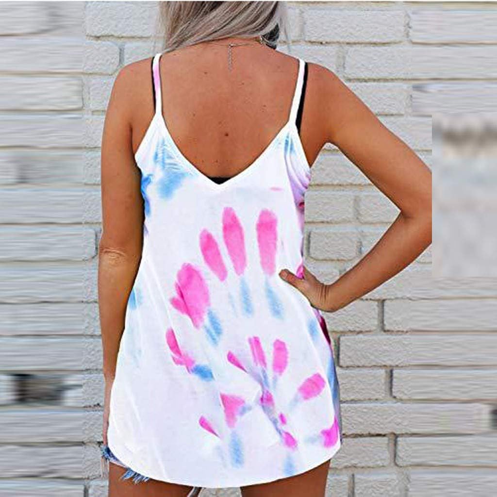 SSDXY Sleevesless Tops Shirts,Women Tie Dye/Floral Printed Twisted Tank Loose Casual Sleeveless Shirts Camisole : Sports & Outdoors