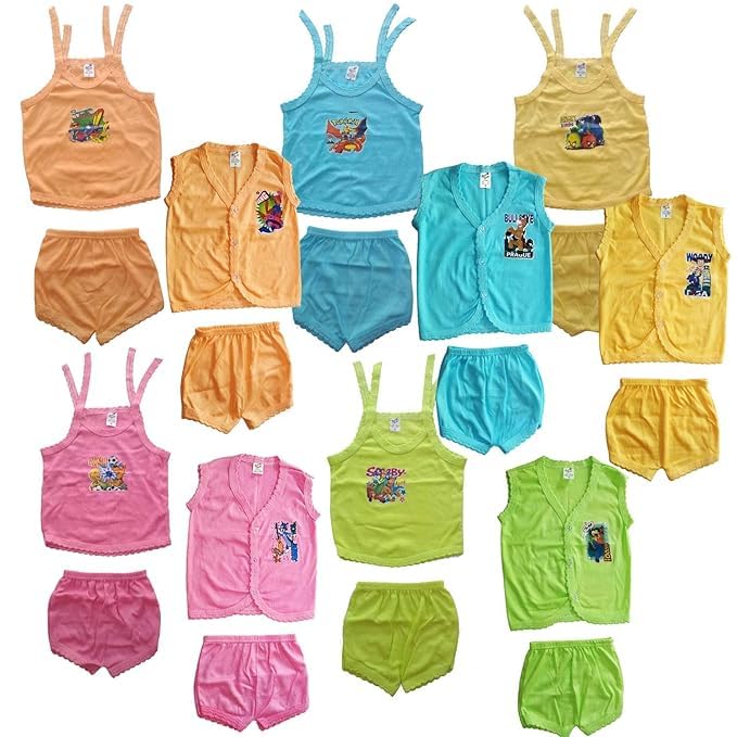 Image of New Born Baby Poly-cotton Light Wight T-shirt and matching shorts combo (pack of 10)-0-6 months (0-6 months)