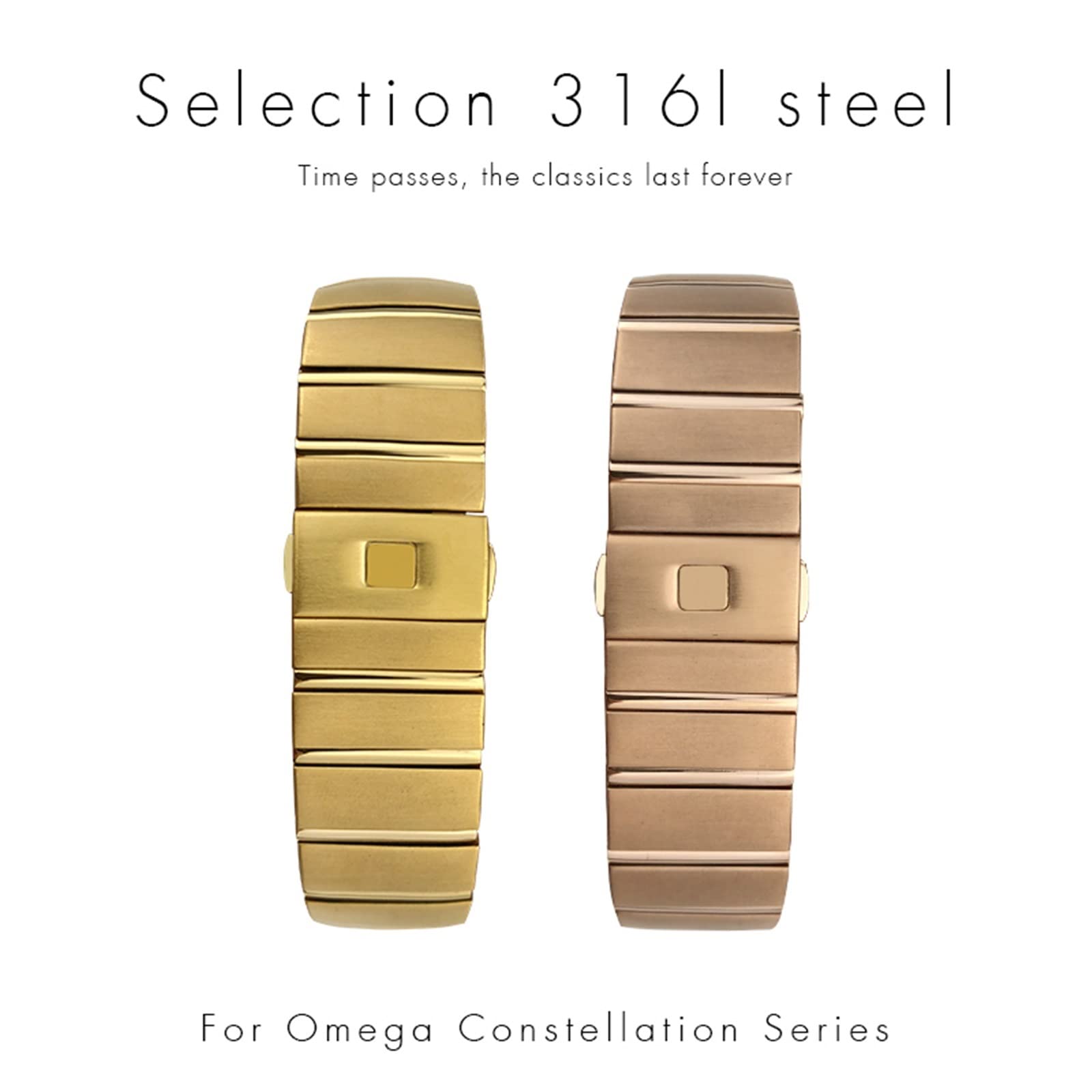Cinturini per orologi in acciaio inossidabile da 15 mm 17 mm 18 mm 23 mm 25 mm con fibbia pieghevole, per bracciale Omega Double Eagle Constellation
