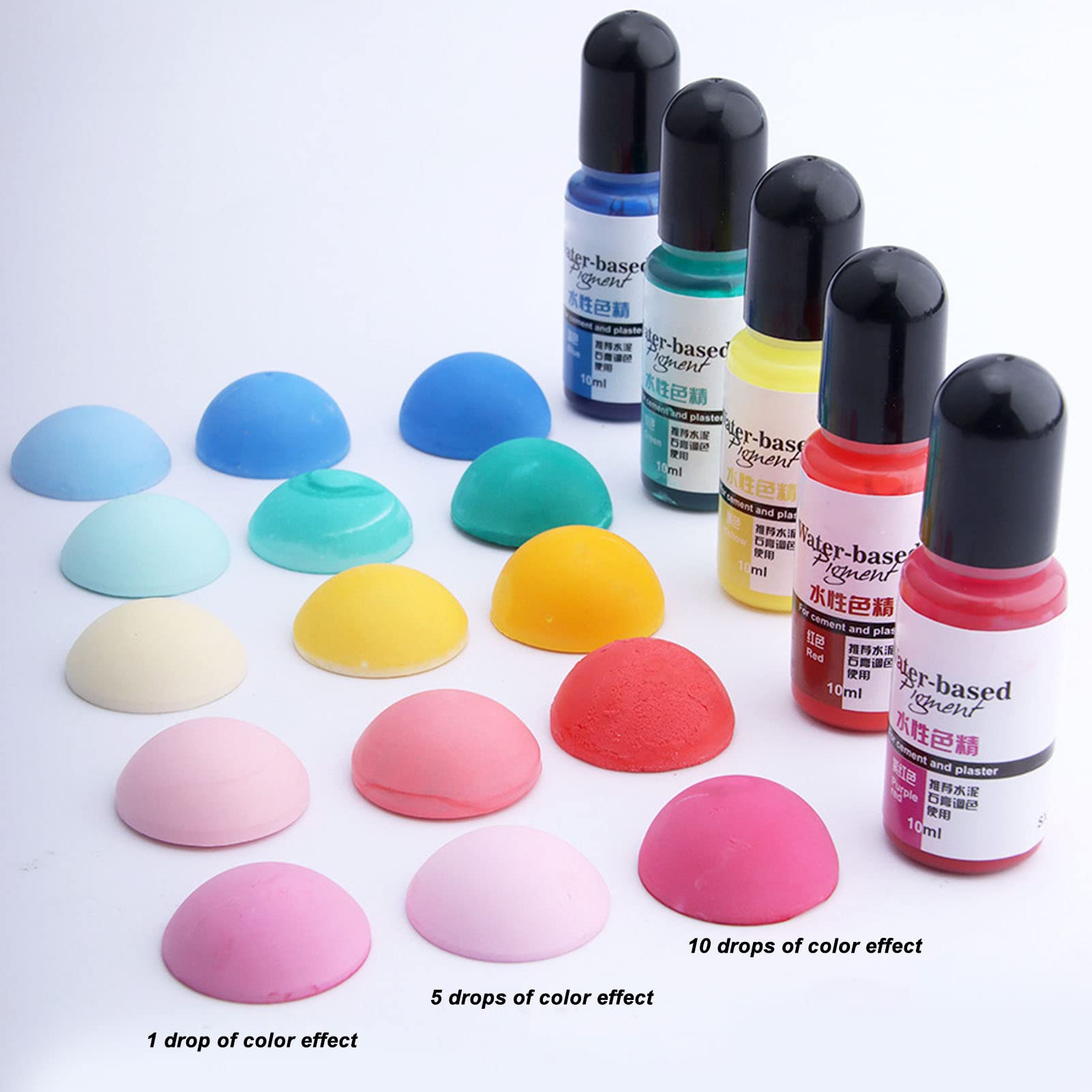 Pwshymi 12 Colors Resin Pigment Even Luster Handcraft Resin Dye, Safe Leakproof, Easy to Use, 10ml 1 Bottle, 2 Years Shelf Life, Suitable for Cement, Gypsum Mixing