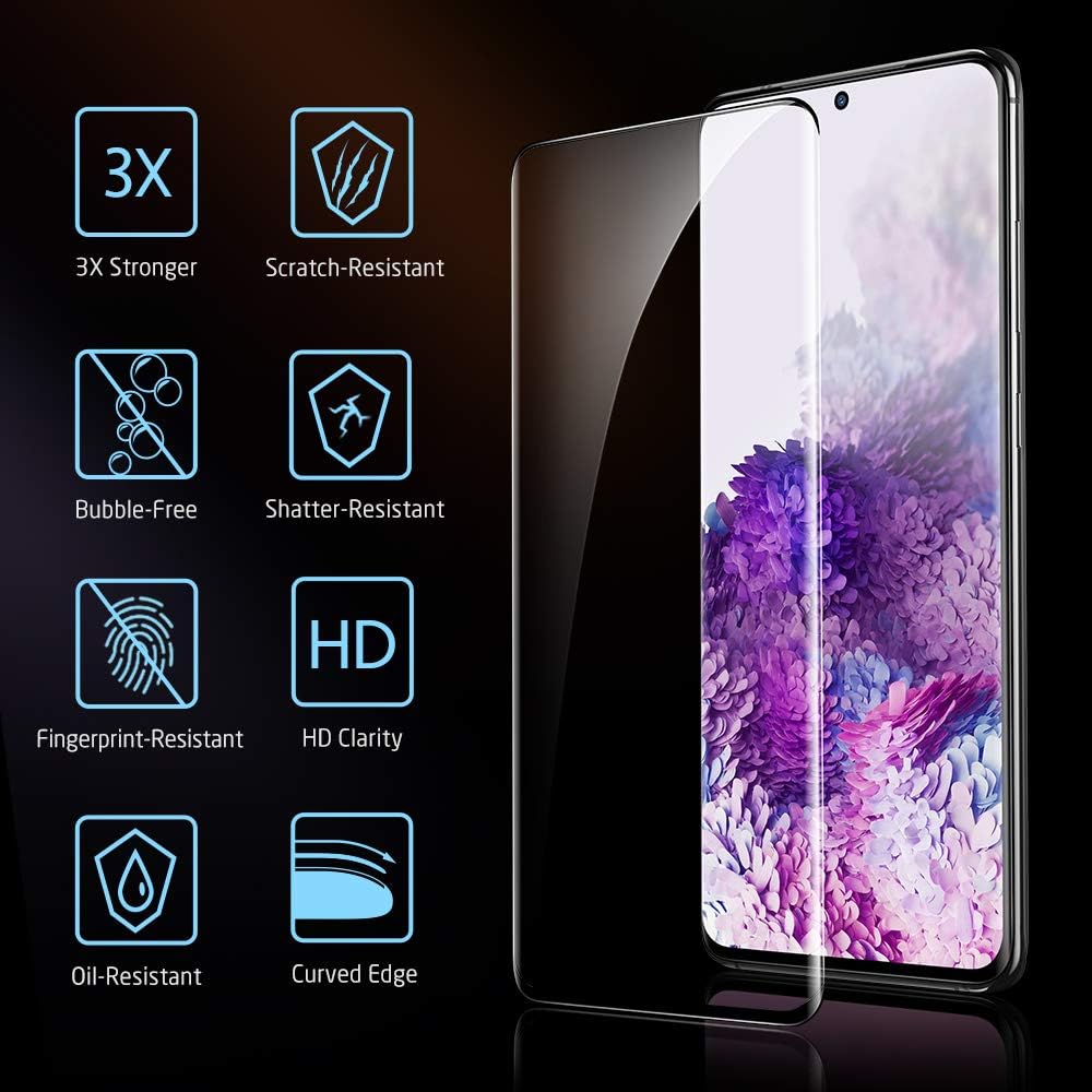 ESR Screen Protector for The Galaxy S20 Ultra (2 Pack), Tempered-Glass Screen Protector [Full Screen Coverage], [Not Compatible with in-Display Fingerprint Sensor] for The Samsung Galaxy S20 Ultra