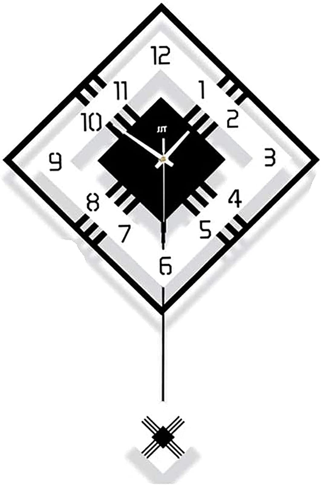 Horloge murale moderne avec pendule grande taille carrée bois noir blanc