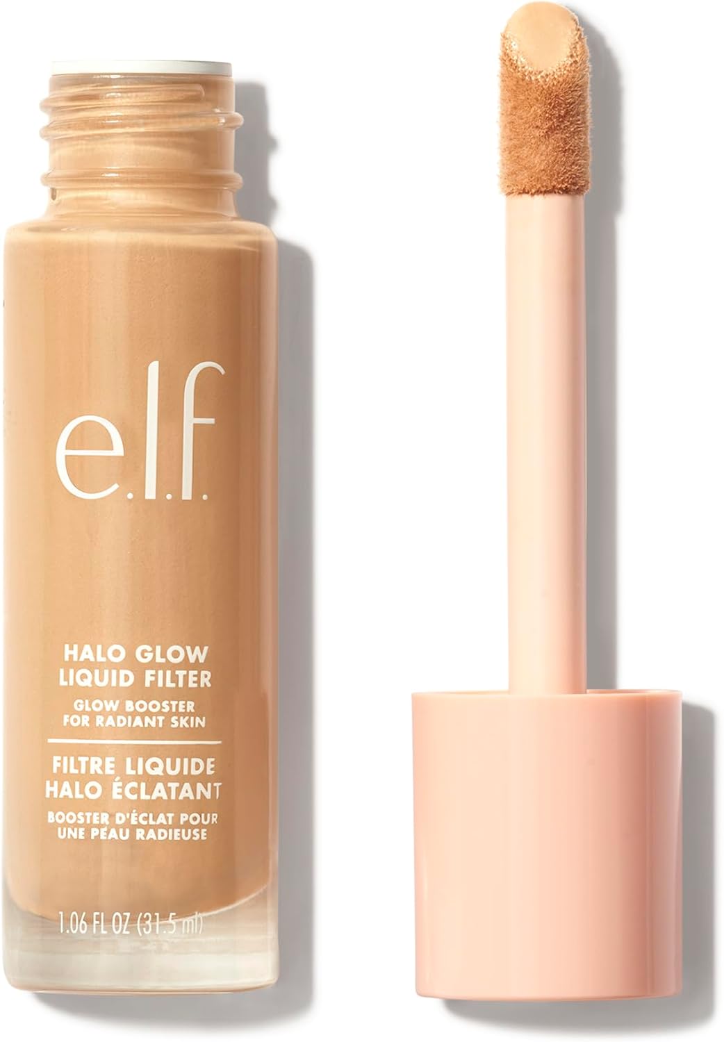 e.l.f. Halo Glow Liquid Filter, Complexion Booster for a radiant, soft-focus look, enriched with hyaluronic acid, vegan and cruelty-free, 5 medium/tan